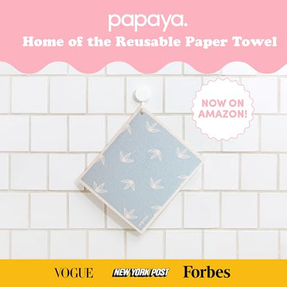 Papaya Reusable Paper Towels, Premium Swedish Dishcloths with Hook, Non-Scratch Reusable Paper Towel, 1 Sheet Replaces 17 Rolls - 2 Sheets, 1 Hook - color: Baby Blues