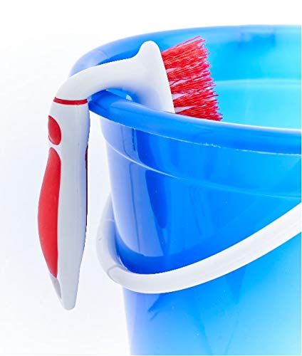 Superio Cleaning Scrub Brush with Stiff Bristles and Comfort Grip Handle, Red and Grey 2 Pack Heavy-Duty Household Utility Scrubber for Kitchen, Bathroom, Shower, Sink, Toilet