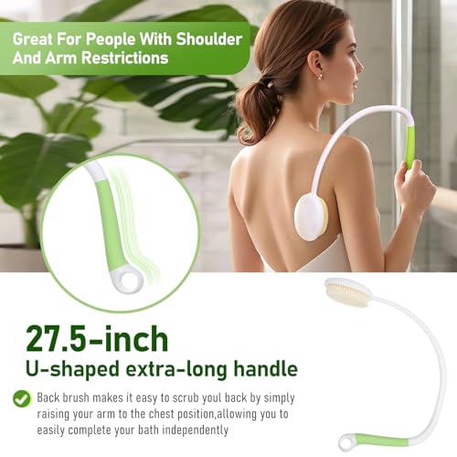 Fanwer 27.5" Long Handled Back Bath Brush for Shower, Back Scrubber for Shower with U-Shaped Curved Handle, Loofah Shower Brush Back Washer for Elderly, Men and Women, Adaptive Equipment for Shower - size: 1pc 27.5"