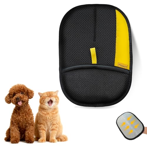 Electrostatic Gloves for Pet Hair Removal: Upgraded 2PCS Animal Fur Removal Tool for Dogs&Cats Efficient Reusable Pet Hair Remover for Couch Carpet Car Seat Clothing Quick Clean (1 pcs-Black) - color: 1 pcs-black