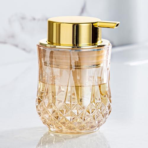 Gold Foaming Soap Dispenser, Bathroom Hand Foam Soap Dispensers,Glass Refillable Dish Soap Dispenser,Modern Home Soap Dispenser for Bathroom,Kitchen (Gold Foam Type/1Pcak) - color: Foam-gold -1pcak