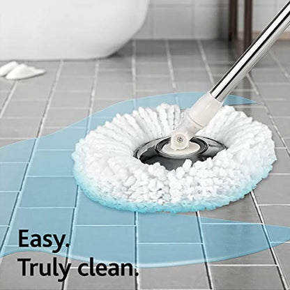 Mop and Bucket with Wringer Set Forart 360° Microfiber Spin Mop with Bucket and Three Mop Heads Self Wringing Spinning Mop Telescoping Handle Floor mop with Washing Bottle - color: Black-1
