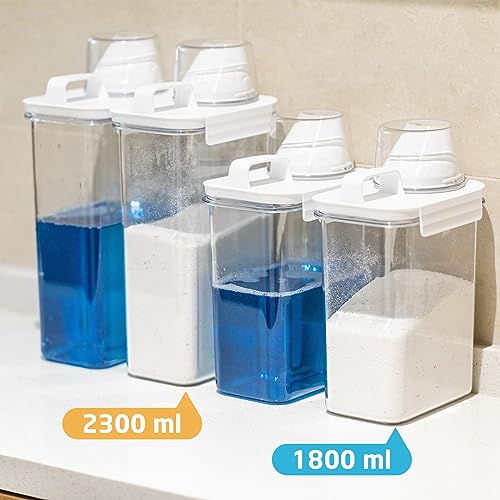 Laundry Detergent Dispenser-2 Pack, 61 oz Detergent Dispenser with 4 Removable Labels, Laundry Soap Dispenser for Laundry Room Organization and Storage, BPA Free & PET Plastic Clear - size: 1 Count (Pack of 1)