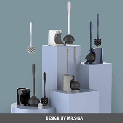 MR.SIGA Toilet Plunger and Bowl Brush Combo for Bathroom Cleaning, Black, 2 Sets - color: Black