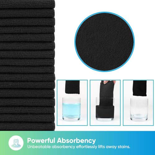 HOMEXCEL Black Microfiber Cleaning Cloths, 20 Pack Cleaning Rags - Lint Free & Scratch-Free Microfiber Towels for Cars, House & Kitchen, Absorbent Cleaning Towels, 11.5 x 11.5 Inch - color: Black