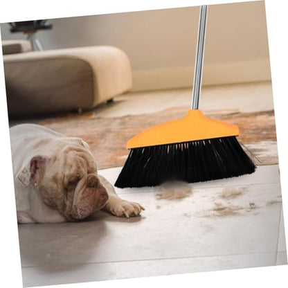PRETYZOOM Stainless Steel Handle Soft Bristle Broom Dust Pan Wide Angle Floor Sweeper for Home Kitchen