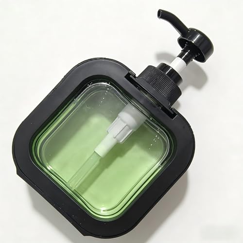Mouthwash Dispenser for Bathroom, Wall Mount No Drill Bathroom Organiger, Refillable Plastic Pump Bottle with Reusable Cup, with Cup Holder (Black)