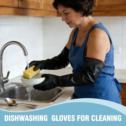 22" Chemical Resistant Gloves, Reusable Heavy Duty Long Rubber Glove, Waterproof Dishwashing Gloves for Men, Forearm Protection Resist Strong Acid, Alkali, Oil, XL Size - size: 22 inch