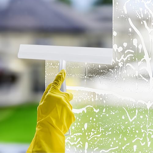 8 Inch Silicone Squeegee for Shower Glass with Hook，Shower Door Squeegee，Multi-Use Shower Squeegees (White) - color: White