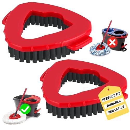 2 Pack Scrub Brush Replacement Head for O Cedar EasyWrin Spin Mop 1 Tank System, Spin Mop Replace Head Base, Shower Floor Scrubber, Hard Bristle Cleaning Brush for Bathroom Kitchen Wall Tile - size: 1-Tank Scrub Brush (2pcs)