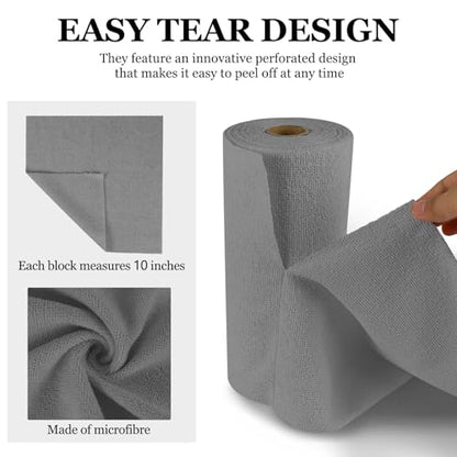 wuyaoyao 50PCS Microfiber Cleaning Cloth Roll, 10"×10" Tear Away Microfiber Towels, Reusable Washable Cloth Paper Towels, Multi-Purpose Cleaning Rags for Car Home Kitchen Garage Shop (Gray) - color: Gray