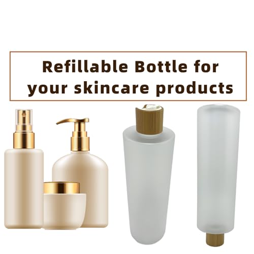 Empty Cosmetic Bottles 16oz/500ml with Bamboo Disc Top Flip Cap for Shampoo Lotion Liquid Soap,Cream,Refilable Plastic Squeeze Travel Size Toiletry Bottles Frost Clear - color: Frost Clear, size: 16.9 Ounces