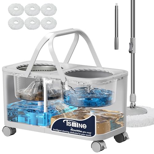 RinseWise Gen 1 Large Capacity and Gen 1 Compact Mop Bucket,with 360 ° Swivel Wheels for Home & Kitchen Cleaning