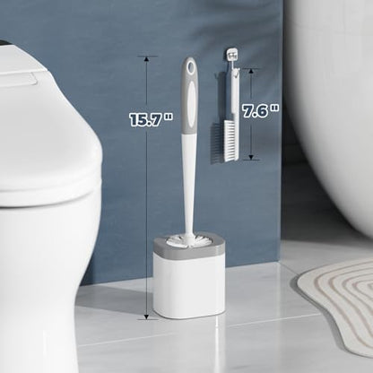 Toilet Brush, 4 Pack Toilet Brush and Holder Set Bathroom Accessories, Toilet Bowl Brush and Holder with 4 Crevice Brush for Bathroom, Toilet Scrubber Brush, White - color: White