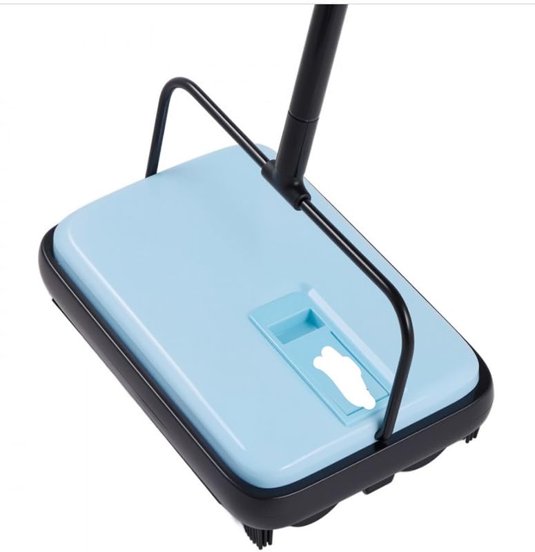 Carpet Floor Sweeper Manual 6.7 inch Width Sweeping Paths Non Electric Blue