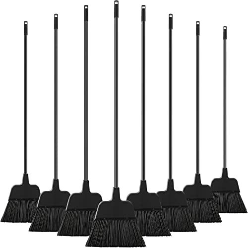 8 Pcs Outdoor Broom for Floor Cleaning 54 Inch Commercial Heavy Duty Broom Long Handle Kitchen Household Angle Brooms for Sweeper Sweeping Indoor Dust Hair Cleaner Corn Shop(Black) - color: Black