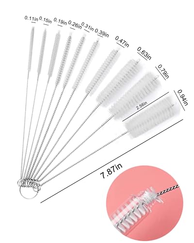 Flexible Long Drain Brush 67in Nylon Cleaner Double Ended Hose Tube Stainless Steel Pipe Brush 10 PCS 8.2in Straw Cleaning Brush - size: 67in