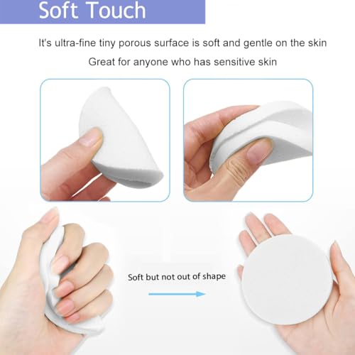 Facial Sponge Compressed,60 Pcs PVA Professional Makeup Removal Wash Round Face Sponges Spa Pads Exfoliating Cleansing for Women,White - color: White
