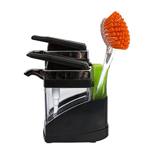 Casabella Sink Sider Duo Soap Dispensers with Sponge, Black and Chrome Plating - color: Black