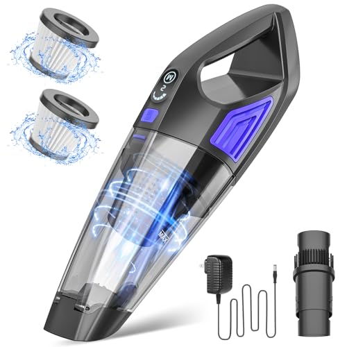 ATONEP Handheld Vacuum Cordless Cleaner,Powerful Portable and Dust Buster Hand Vcauum Rechargeable with Large-Capacity Battery for CarPetOfficeHome (Mixed Colors) (Dark Blue) - color: Dark Blue