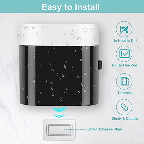 GFWARE Toothbrush Holder Toothpaste Dispenser Wall Mounted with Cover, 4 Slots Tooth Brush Storage Organizer with Automatic Kids Toothpaste Squeezers for Shower Bathroom Black - color: Black