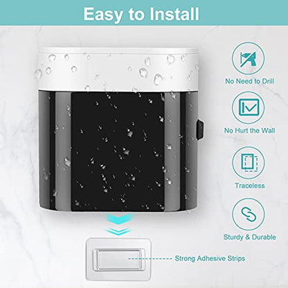 GFWARE Toothbrush Holder Toothpaste Dispenser Wall Mounted with Cover, 4 Slots Tooth Brush Storage Organizer with Automatic Kids Toothpaste Squeezers for Shower Bathroom Black - color: Black