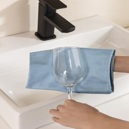 Microfiber Glass Cleaning Cloth 8 Pack, 16 Inch X 12 Inch, Lint Free Quickly Clean Window, Glasses, Windshields, Mirrors, and Stainless Steel, Blue - color: Blue
