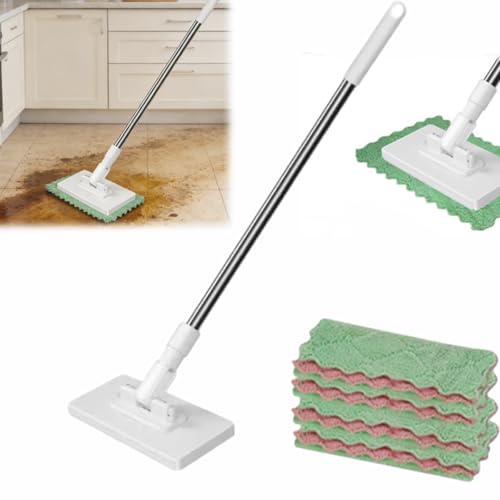 Clip and Grip Mop, No Wash Lazy Mop, Dispose Dust Mops with 4 Reusable Cloths, 39 Long Handle with Locking Head & Sweeping Cloths for Cleaning Floor Window Kitchen Home - color: 1pcs