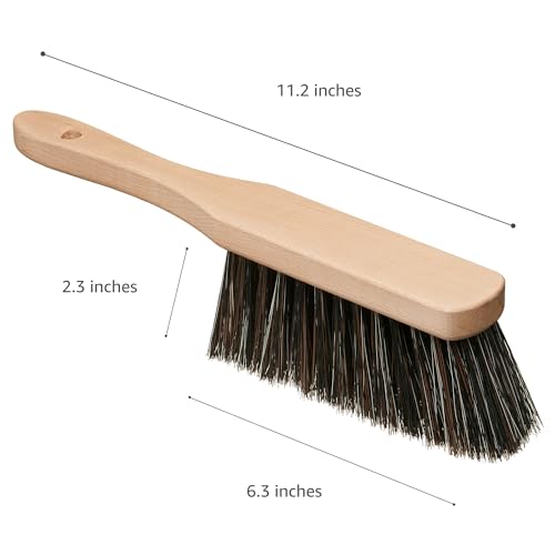 11.2" Hand Broom Soft Bristles Cleaning Brush, Dusting Brush with Wooden Handle, Handheld Car Broom, Small Counter Dust Brush, Bench Brush, Clothes Brush - size: 11.2"