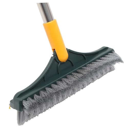 Dual-Sided Shower Floor Scrub Brush, Crevice Cleaning Brush for Bathroom Tile and Wall Corners, Upgraded Yellow-Green Floor Scrubber for Deep Shower and Toilet Cleaning