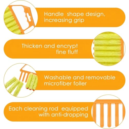 Washable Blind Cleaner Duster Tool, Removable Shutter Cleaner Brush with 7 Slat, Handheld Brush for Air Conditioner Blinds Dust Dirt