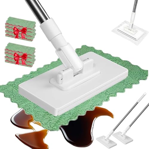 2026 New Zero Touch Mini Mop,Disposable Dust Mop with 4 Reusable Cloths and Locking Head ,Wet and Dry, Automatic Gripping, No-Touch Disposable Small Mops for Hardwood, Tile, Marble (2SET) - color: 2set