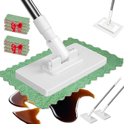 2026 New Zero Touch Mini Mop,Disposable Dust Mop with 4 Reusable Cloths and Locking Head ,Wet and Dry, Automatic Gripping, No-Touch Disposable Small Mops for Hardwood, Tile, Marble (2SET) - color: 2set