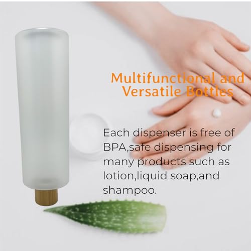 Empty Cosmetic Bottles 16oz/500ml 2 Pack with Bamboo Disc Top Flip Cap for Shampoo Lotion Liquid Soap,Cream,Refilable Plastic Squeeze Travel Size Toiletry Bottles Frost Clear - color: Frost Clear, size: 500ml (Pack of 2)