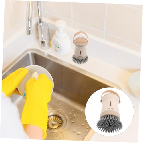 Dishwashing Brush with Soap Dispenser Transparent Kitchen Scrub Brush for Pots Pans and Sinks Efficient Soap Dispensing Gentle Surfaces Sturdy Design for Easy Cleaning