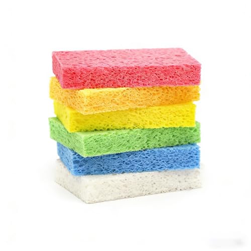 ARCLIBER Cellulose Sponges,Heavy Duty Scrub Kitchen Sponge No Scratching,Pop Up Eco DIY (6 Pack) - color: Multicolor, size: 6 Count (Pack of 1)