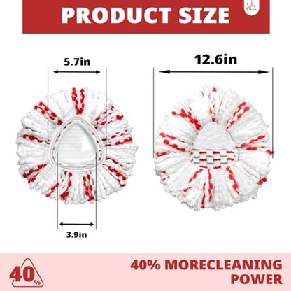 [2026 New Version] Mop Head Replacement - 40% More Cleaning Power, 3 Pack Spin Mop Replacement Head for Easy Wring 1-Tank System, Easy Cleaning, Microfiber and Machine Washable - size: 1-TANK 40% Mop Head (3pcs)