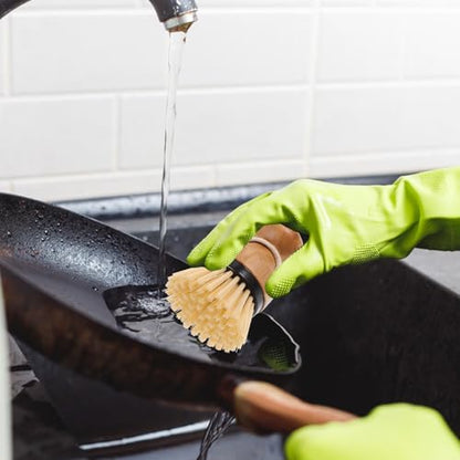ERINGOGO 2pcs Handle Dish Scrubber Brush with Palm Grip Small Kitchen Pot Cleaning Brush for Sink and Dishwashing, Black