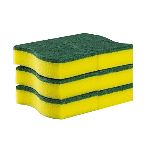 (6 Pack) Heavy Duty Scrub Sponges by SCRUBIT – Kitchen Dish, Sink and Bathroom Cleaning Scrubber Sponge - with Non-Smell Scouring Pad - size: 6 Count (Pack of 1)