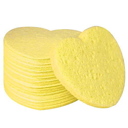 50-Count Facial Sponges Compressed, 100% Natural Cellulose Face Sponge Professional Cosmetic Spa Sponges for Face Cleansing, Exfoliating Mask, Makeup Removal for Travel and Home, Yellow - color: 50- Pack Yellow