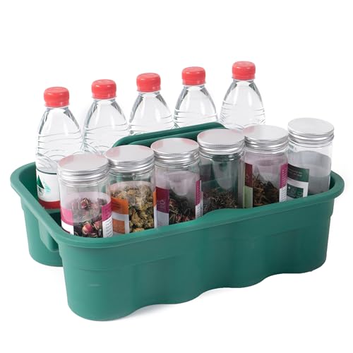 Matthew Large Plastic Tote Tool & Deluxe Supply Cleaning Caddy with Handle Portable Shower Basket Storage Caddy for Cleaning Products Organizer,Take-Out Coffee/Soft Drink,Bath Multi Use - Green - color: Green, size: Pack of 1