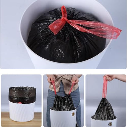 100PCS/ Roll Black Thickened Large Capacity Waste Bag Leak-Proof Tear-resistant Household Drawstring Trash Bags, 45 * 45cm