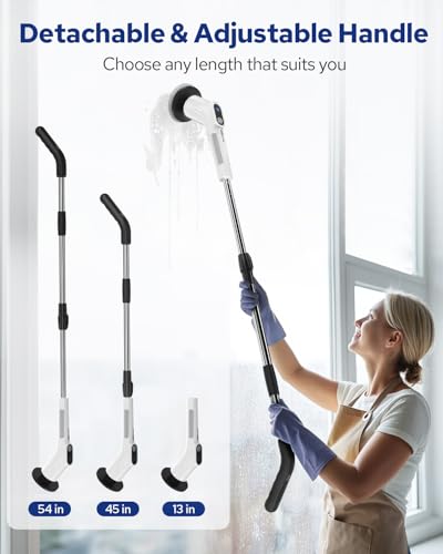 Benlari Electric Spin Scrubber- 2025 Upgraded Dual Switch Power Shower Scrubber for Tile Tub Glass Wall Floor Car - Cordless Cleaning Brush for Bathroom Kitchen Bedroom Toilet (White)