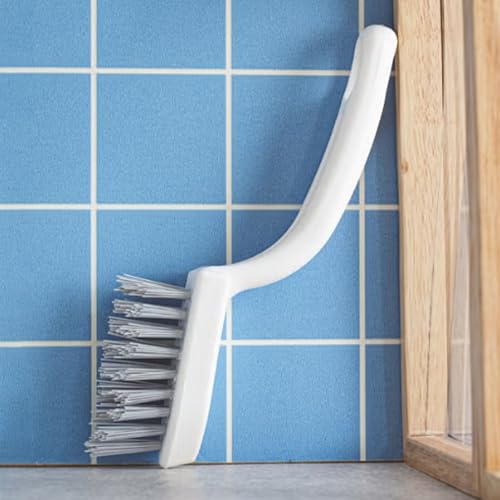 [3-Pack] Heavy Duty Scrub Brush Set with Professional PBT Stiff Bristles, V-Shape Grout Cleaner & Wide Floor Scrubber for Deep Cleaning Bathroom, Shower, Tile and Kitchen Gaps, Non-Slip Grip