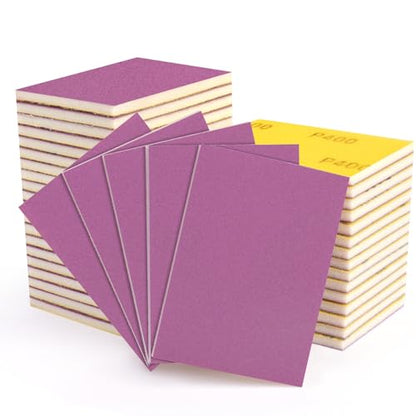 20 Pcs 3 x 4 Inch Sanding Sponge Set, 400 Grit Abrasive Sanding Sponges Pads Soft Foam Hand Sander Block Wet Dry Purple Ceramic Sand Sandpaper for Wood Metal Drywall Furniture Paint Polishing - size: 20pcs 400 Grit, style: Ceramic Sand