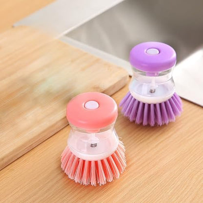 Dish Brush for Dishes Pot Pan Plate, 2 Pack Kitchen Scrub Brushes for Cleaning, Purple Pink - color: Purple Pink