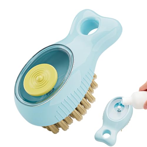 Ergonomic Dish Brush - Portable Kitchen Scrub Brush, Sink Scrub Tool for Kitchen, Pot Pan Scrubber with Soap Dispenser, Dish Cleaning Tool, Utensil Scrubber for Pots Pans Bowls Counter - color: Sky Blue