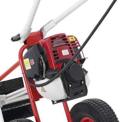 Handheld Gas Broom Sweeper 31CC 2.3HP 4 Stroke Handheld Power Sweeper Outdoor Snow Sweeping Broom for Driveway Turf Grass Snow Lawn Sweeper