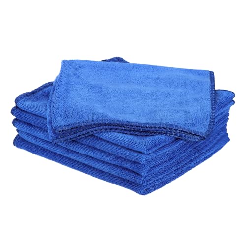 HARFINGTON 6 Pack Microfiber Cleaning Cloth, 16" x 16" Multi-Functional Cleaning Towels Reusable Absorbent Rags for Car Wash Kitchen Household Window Clean, Sapphire Blue - color: Sapphire Blue, size: 16" x 16"