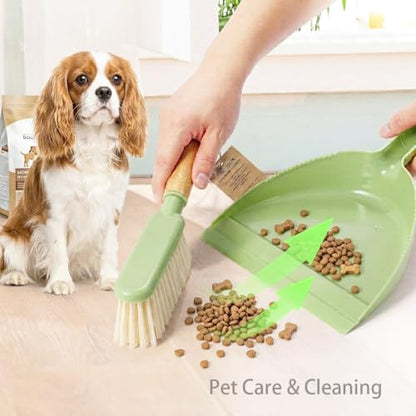 Dust Pan and Brush Set - Small Dustpan and Brush Set, Handheld Broom and Dustpan Set, Brush and Dust Pan Set for Car, Pet Care, Office, 14 x 8.7 inch, Green - color: Green